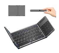Clavier Pliable, Clavier Portable à 3 Volets avec Pavé Tactile Et Mode Pavé Numérique, Transmission sans Fil ≤10m pour Tablette Et Ordinateur Portable Android, Windows, iOS Black