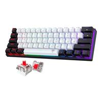 Clavier portable 60 % mécanique de jeu, clavier ergonomique filaire avec interrupteurs rouges, clavier rétroéclairé à 18 LED, mini clavier de bureau ultra-compact à 61 touches pour PC/Mac/Xbox,