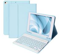 Clavier pour iPad 10.2 9th 2021/8th 2020/ 10.2 7th 2019/10.5/Air 3, Coque clavier Wireless Bluetooth Français pour IPad Pro 10.5" Housse avec Stylet-Fente,Étui Clavier Amovible pour iPad (Light Blue)