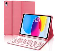 Clavier pour iPad 10 génération 10,9 "2022, italien QWERTY amovible rétro-éclairage Bluetooth clavier pour iPad 10 génération, étui clavier pour iPad 10 a 10,9 pouces, rouge bégonia
