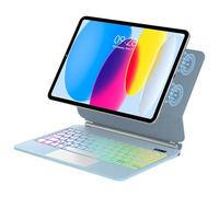 Clavier pour iPad A16 11/10eme Gén avec Coque, Support Magnétique Flottant | Pavé tactile rétroéclairé 7 couleurs Magnétique Keyboard, AZERTY Bluetooth Magic Clavier Étui pour iPad 10.9/11", Bleu Ciel