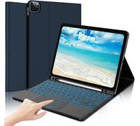 Clavier Pour Ipad Air 11"" 2024/2025 (M2/M3)/ Air 5Ème/4Ème 10.9"" Avec Pavé Tactile, Coque Clavier Pour Ipad Pro 11"" 4/3/2/1 Gen, Clavier Rétroéclairé Magnétique Français Azerty, Bleu Foncé