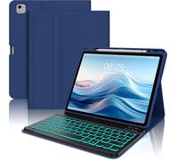 Clavier pour iPad Air 11"" 2024/2025 (M2/M3)/ Air 5ème/4ème génération 10.9"" avec Rétroéclairé, Coque Clavier pour iPad Pro 11"" 4/3/2/1 Gen, Clavier Français AZERTY Magnétique, Bleu Foncé