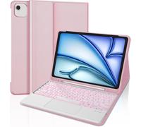 Clavier Pour Ipad Air 11 Pouces 2025 M3/2024 M2 & Air 5/4 Gen 10,9"",Bluetooth Magnétique Housse Clavier Pour Ipad Pro 11 Pouces (4/3/2/1 Gen),7 Couleurs Rétroéclairées,Rose-Touchpad