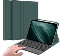 Clavier Pour Ipad Air 11 Pouces M3/M2 (2025/2024), Ipad Air 5/4 10.9 Pouces (2022/2020), [Pavé Tactile] Clavier Bluetooth Sans Fil, Housse Multipositions Ranger Le Stylet, Vert[Z473]