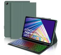 Clavier pour Lenovo Tab M10 Plus (3rd Gen), 7 fonctions de rétroéclairage, étui pour 10,61" TB-125FU/TB-128FU/TB-128XU, clavier italien Slim Bluetooth amovible magnétique, vert foncé