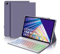Clavier pour Lenovo Tab M10 Plus (3rd Gen), 7 fonctions de rétroéclairage, étui pour 10,61" TB-125FU/TB-128FU/TB-128XU, clavier italien Slim Bluetooth amovible magnétique, violet lavande