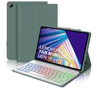 Clavier pour Lenovo Tab M10 Plus (3rd Gen), 7 fonctions de rétroéclairage, étui pour 10,61" TB-125FU/TB-128FU/TB-128XU, clavier italien Slim Bluetooth amovible magnétique, vert foncé