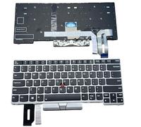 Clavier pour ordinateur portable Lenovo Thinkpad L380 E480 Yoga L390 Yoga T490 T495 L480 T480S avec trackpoint et rétroéclairage (cadre argenté)