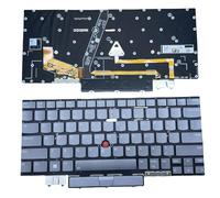 Clavier pour ordinateur portable Lenovo ThinkPad X1 Yoga Gen 8 8ème avec TrackPoint et rétroéclairage SN20Z77374-F PK131U81B10 US Layout sans cadre (gris)