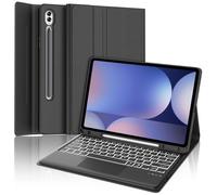 Clavier pour Samsung Galaxy Tab S10 Plus 2024 avec pavé tactile, Galaxy Tab S9/S9FE Plus Clavier 12.4", Coque Clavier Bluetooth Italien Rétroéclairé pour Samsung S10+/S9+/S9 FE+ 12.4 Pouces, Noir