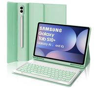 Clavier pour Samsung Galaxy Tab S10 Plus 2024, Galaxy Tab S9/S9FE Plus Clavier 12.4", Coque Clavier Bluetooth Italien Rétroéclairé pour Samsung S10+/S9+/S9 FE+ 12.4 Pouces 2024/2023, Vert Foncé