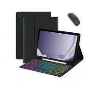 Clavier pour Tablette Samsung Galaxy Tab A9 Plus / A9+ 11 Pouces avec Souris, Clavier Amovible à rétroéclairage Arc-en-Ciel 7 Couleurs et étui magnétique avec Emplacement pour Stylet
