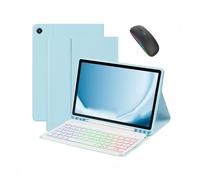 Clavier pour Tablette Samsung Galaxy Tab A9 Plus / A9+ 11 Pouces avec Souris, Clavier Amovible à rétroéclairage Arc-en-Ciel 7 Couleurs et étui magnétique avec Emplacement pour Stylet