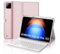 Clavier pour Xiaomi Pad 6s Pro, Coque Clavier pour Xiaomi Pad 6s Pro 12.4 Pouces 2024, AZERTY Français Clavier Bluetooth Magnétique Détachable avec Fente pour Stylo pour Xiaomi Pad 6s Pro 12.4, Rose