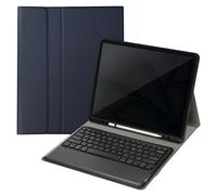 Clavier Qwerty Bluetooth Pour Ipad Pro 12.9 Et Air 13 Avec Étui Clapet Bleu Nuit