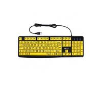Geemarc Teclado Alfanumérico Español Con Caracteres Negros Grandes en Teclas Amarillas Anchas - Alto Contraste Para Personas Con Discapacidad Visual - QWERTY y Tilde - Compatible Con Windows