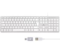 Clavier Qwerty Filaire Pour Mac - Touches Concaves Et Silencieuses, Comprend Ñ - 13 Raccourcis Multimédias, Adaptateur Usb/Usb-C - Nouveau 2022, Blanc