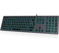 Clavier r?tro?clair? Filaire Slim ? avec bo?tier en Aluminium, Pav? num?rique et ?clairage RGB - Connextion USB pour Apple iMac, Macbook, Mac and PC - Layout AZERTY - Gris