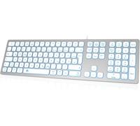 Clavier Rétroéclairé Filaire Slim \U2013 Avec Boîtier En Aluminium, Pavé Numérique Et Éclairage Rgb - Connextion Usb Pour Apple Imac, Macbook, Mac And Pc - Layout Azerty - Argenté