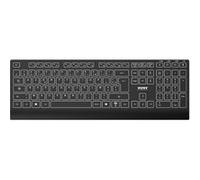 Port Designs Clavier AZERTY rétroéclairé rechargeable USB‑C Bluetooth sans fil Noir