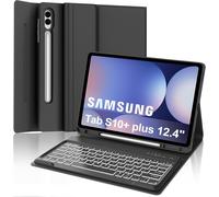 Clavier Samsung Galaxy Tab S10 Plus 12.4, Français AZERTY, Coque Clavier Rétroéclairé 7 Couleurs Détachable Bluetooth pour Samsung Galaxy Tab S10 +12.4 Pouces 2024, Noir