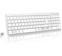 Clavier sans fil 2,4 GHz - Taille compacte QWERTZ - Disposition allemande avec pavé numérique - Butée silencieuse - Nano récepteur USB pour HP/Lenovo/ PC/ordinateur portable et Mac