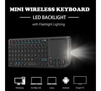 Clavier sans fil 2.4G avec rétroéclairage 7 couleurs, pavé tactile, souris et lampe de poche, Portable, Applicable, parfait pour PC Smart TV Box Russian