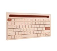 Clavier sans fil 79 touches, clavier portable sans fil, saisie silencieuse, connectivité multi-appareils, économie d'énergie, design ergonomique, pour téléphone, tablette, bureau (couleur café lait)