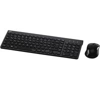 Clavier Sans Fil Avec Jeu De Souris Sans Fil (Clavier D'Ordinateur Silencieux Avec Touches Plates, Pavé Numérique, Disposition Qwertz Allemand, 1200 Ppp, Portée De 8 M) Noir