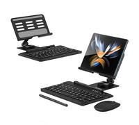 Clavier sans Fil avec Souris Bluetooth avec Stylet avec Support de Clavier Rotatif Compatible pour Samsung Galaxy Z Fold 4/Fold 3, Souris Clavier écran Tactile S-Pen (Ordinateur Non Inclus) (Noir)