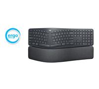 Logitech Ergo K860 Clavier Ergonomique sans Fil - en Deux Parties, Repose Poignet, Frappe Naturelle, Bluetooth Et Connectivité USB, Compatible avec PC & Mac, Clavier Français AZERTY - Gris