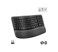 Logitech Clavier sans fil ergonomique Wave Keys Bluetooth Tchèque/Slovaque Interrupteur à ciseaux