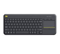Logitech K400 Plus Clavier sans Fil avec Pavé Tactile pour PC Connecté à TV, Touches Multimédia Personnalisables, Compatible avec Windows/Android/Portable/Tablette, Clavier Turc - Noir