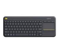 Logitech K400 Plus Clavier sans Fil avec Pavé Tactile pour PC Connecté à TV, Touches Multimédia Personnalisables, Compatible avec Windows/Android/Portable/Tablette, Clavier AZERTY Belge - Noir