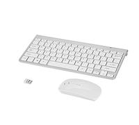 Clavier sans Fil Mince 2,4 GHz Bluetooth Tastatur Mit Maus Kit Combo pour Ordinateur Portable Bureau Argent