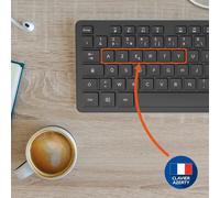 Clavier sans Fil Premium pour Windows - Récepteur USB et USB-C, Frappe précise, Touches Plates et silencieuses, Pavé numérique, Disposition AZERTY - Noir