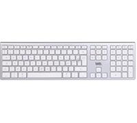 WE Clavier sans fil double connexion Bluetooth MacOS batterie rechargeable, aspect alu blanc argenté