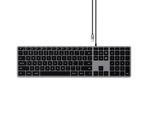 Clavier Satechi Slim W3 AZERTY USB-C Aluminium Noir - Profil Bas, Rétroéclairage, Pavé Numérique, ISO - Compatible macOS/iOS - 423x114.3x10mm