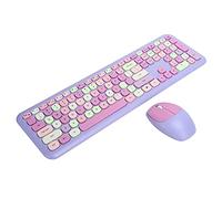 Clavier Souris, 110 Touches Portable Haute Vitesse Transmission 2.4G Clavier sans Fil Souris Plug and Play pour Ordinateur (666 Ensemble sans Fil Violet de Couleurs)