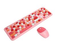 Clavier Souris, 110 Touches Portable Haute Vitesse Transmission 2.4G Clavier sans Fil Souris Plug and Play pour Ordinateur (666 Ensemble sans Fil Rose de Couleurs mélangées)