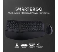 Advance Clavier & Souris Smartergo – Sans fil 2.4GHz, AZERTY, Souris verticale 57° 1600 DPI, Noir