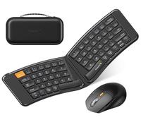 Clavier souris ergonomique pliable ProtoArc XKM03 Clavier et souris Bluetooth pliable pour affaires et voyages, design divisé, 3 Bluetooth, rechargeable, pour iPad, tablette, iPhone, ordinateur