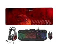 Mars Gaming MCPRGB2FR, FR, Combo de Jeu Clavier + Souris + Mousepad XXL + Casque, Noir