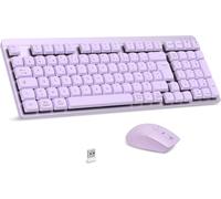 Clavier Souris Mécanique Sans Fil, Fa98 Low Profile Ensemble Clavier Et Souris Avec Interrupteur Rouge, Français Azerty, Connexion 2.4Ghz, 98 Touches For Windows Macos Computer Pc-Pourpre