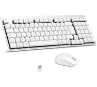 Clavier Souris Mécanique sans Fil, FA98 Low Profile Ensemble Clavier et Souris avec Interrupteur Rouge, Français AZERTY, Connexion 2.4Ghz, 98 Touches for Windows MacOS Computer PC-Rose