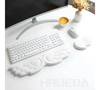 Clavier souris repose-poignet aile d'ange mousse à mémoire de forme tapis de souris ensemble Support de poignet ergonomique antidérapant pour ordinateur portable facile à écrire Black Long