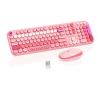 Clavier souris sans fil, 104 touches colorées et mignonnes avec machine à écrire rétro pour PC/Mac/ordinateur portable/tablette/ordinateur/Windows Microsoft Clavier et souris sans fil pour Windows,