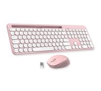 Clavier Souris sans Fil, Clavier AZERTY et Souris , avec Récepteur USB 2.4GHz, pour PC/Laptop/Windows/MacOS-Rose