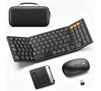 Clavier Souris Sans Fil Pliable, Azerty Clavier Bluetooth Portable | 2.4G+Dual Bt5.0, Avec Pavé Numérique, Recharge Via Usb-C, Coque